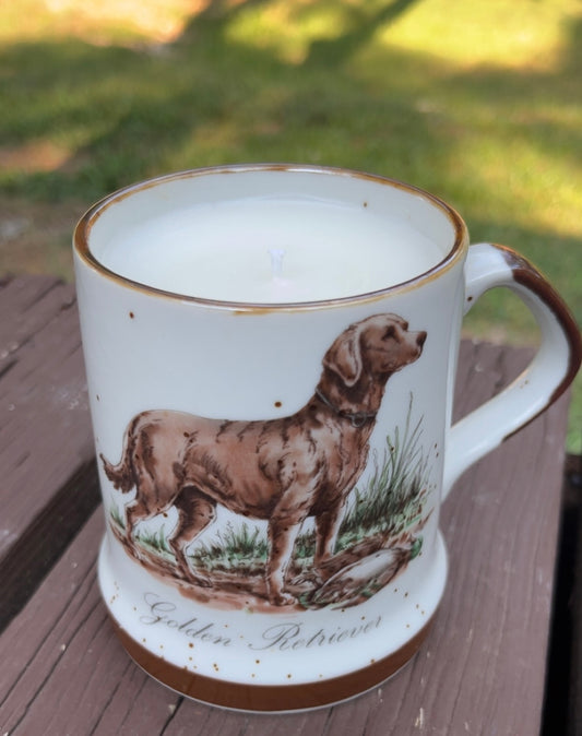 🐾 Fresh Bamboo Candle in Vintage Golden Retriever Mug – 11oz+
