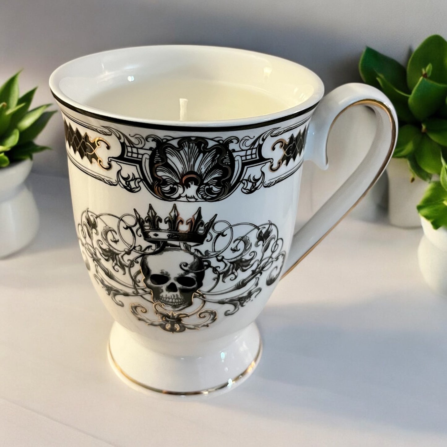 Black and White Skull Teacup