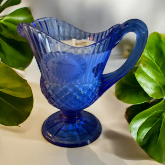 Avon Fostoria Blue Glass Mt Vernon pitcher/creamer