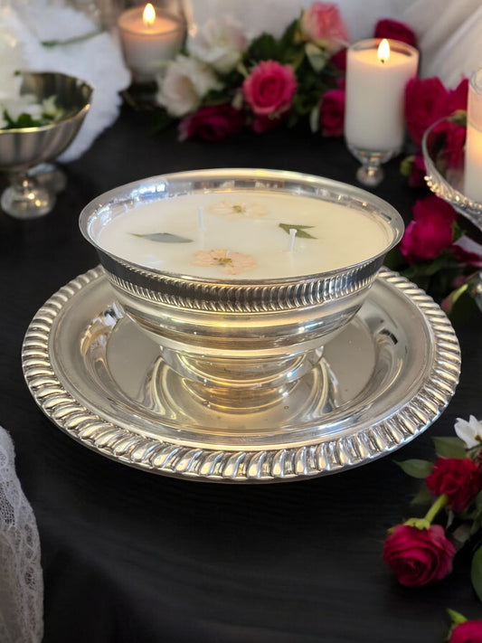 Vintage Sauce Bowl with attached Tray Candle