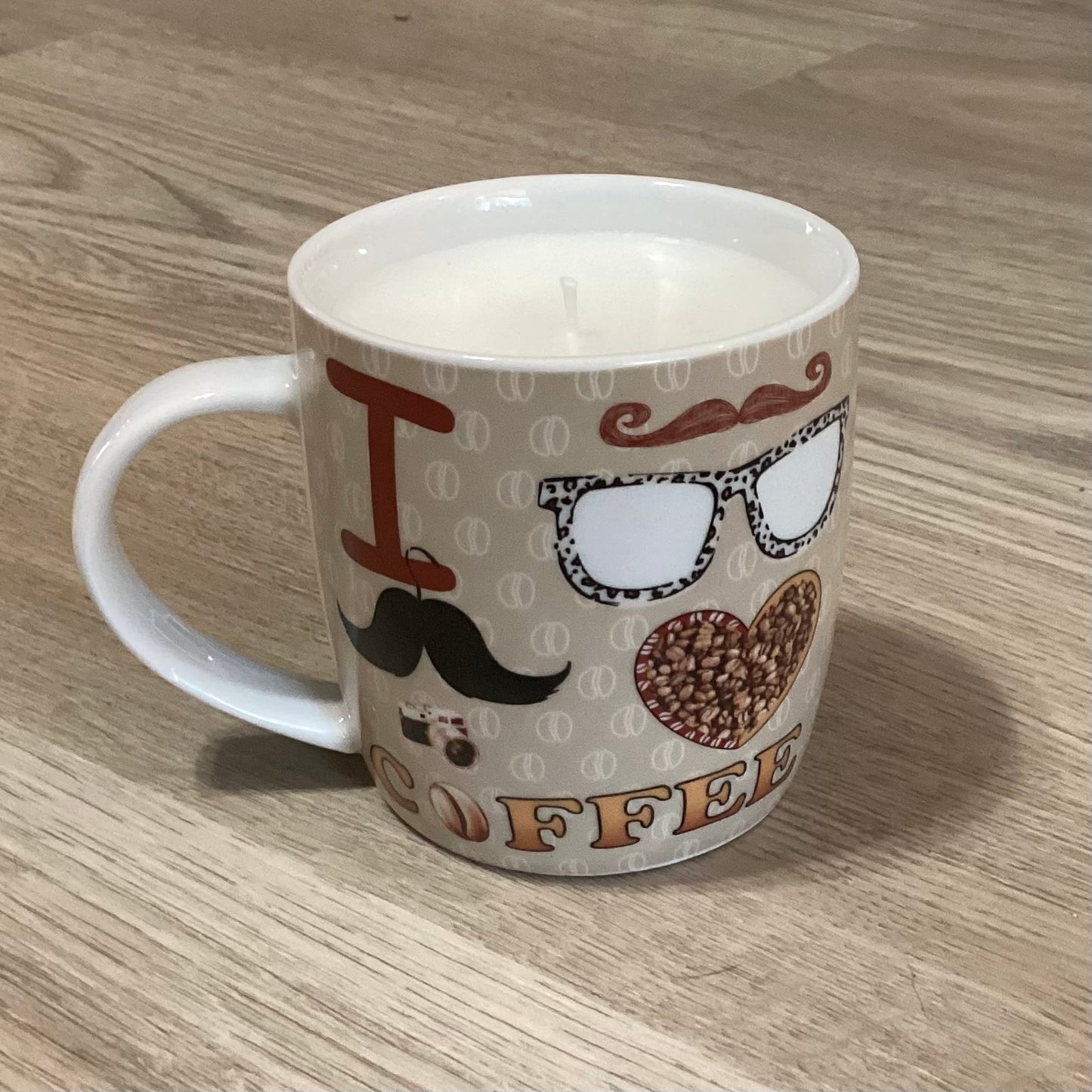 I ❤️ Coffee Repurposed Mug Candle – Midnight Bourbon | 11oz+ Premium Wax