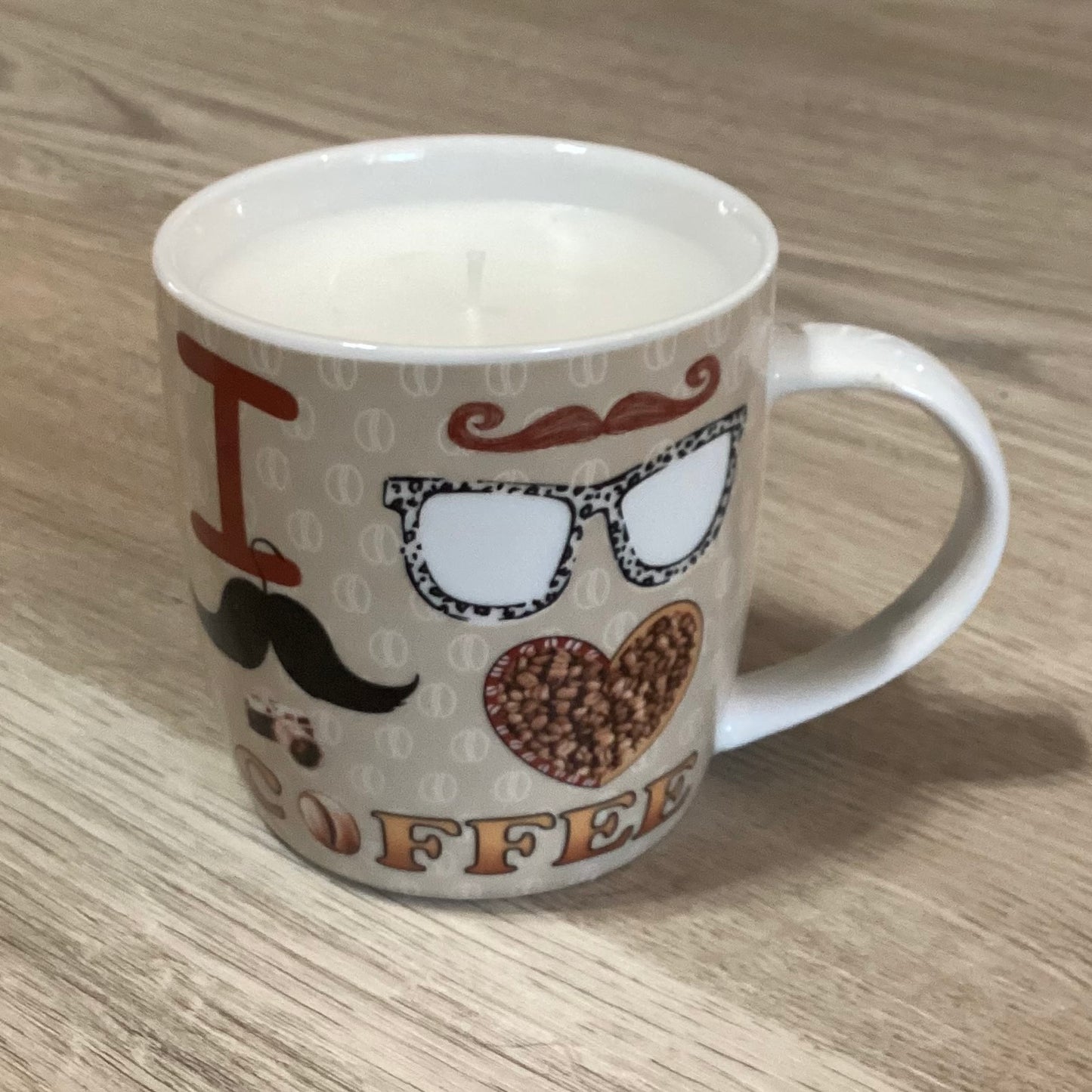 I ❤️ Coffee Repurposed Mug Candle – Midnight Bourbon | 11oz+ Premium Wax